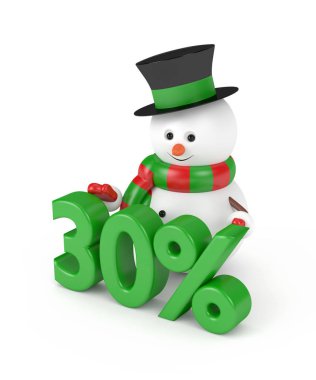 kardan adam beyaz bitti izole indirim ile 3D render