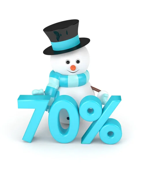 3d renderização de boneco de neve com desconto isolado sobre branco — Fotografia de Stock