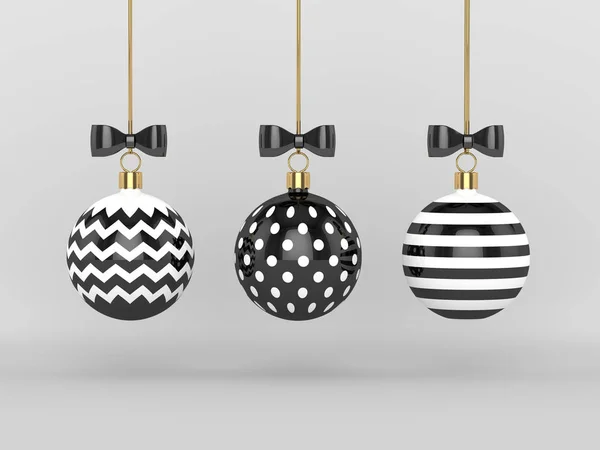 3d rendering di Natale bagattelle su sfondo grigio — Foto Stock