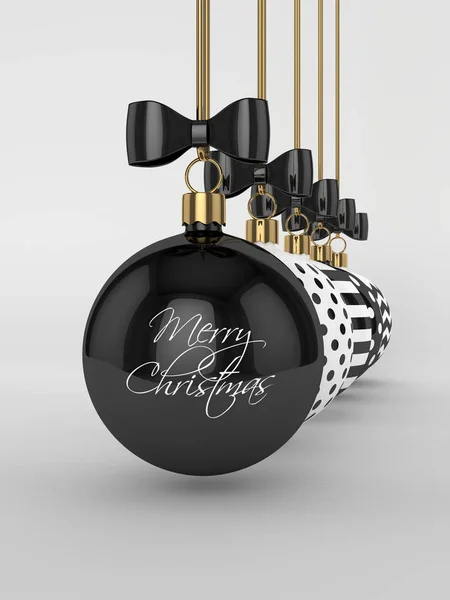 3d representación de adornos de Navidad sobre fondo gris — Foto de Stock