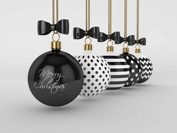 3d representación de adornos de Navidad sobre fondo gris — Foto de Stock