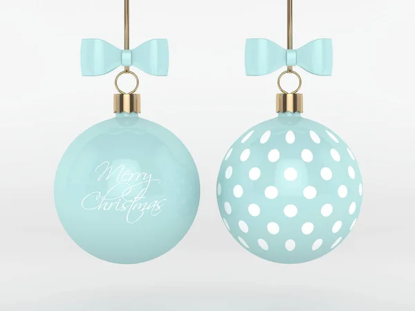 3D-rendering van turquoise kerstballen over grijze pagina — Stockfoto
