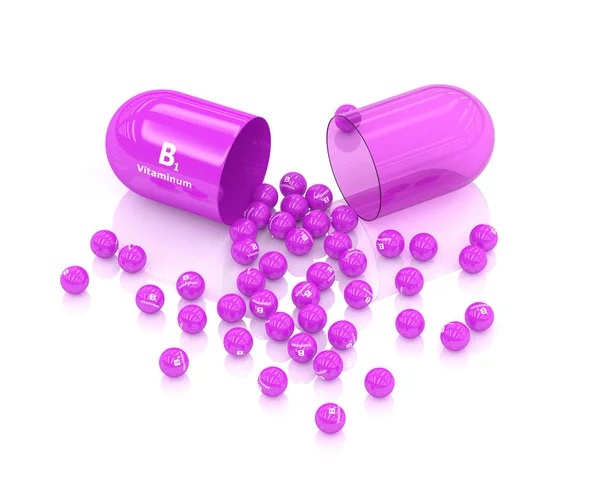 Τρισδιάστατη απεικόνιση του χάπι βιταμίνη Β1 — Φωτογραφία Αρχείου