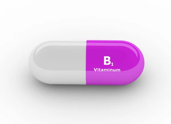 3D-Darstellung der b1-Vitaminpille — Stockfoto