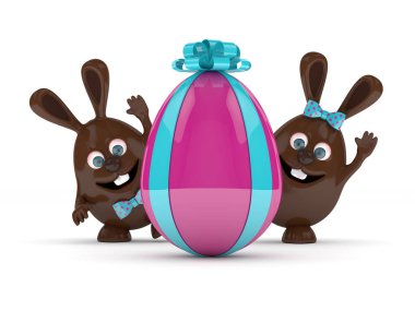 Paskalya tavşanları mevcut yumurta ile 3D render