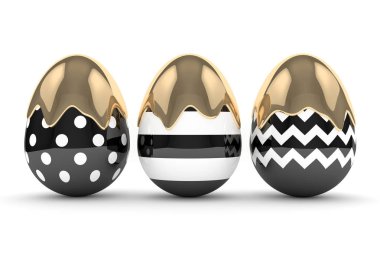 zarif yumurta altın boya ile 3D render 