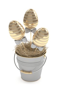 Paskalya zarif 3D render bir sopa üzerinde yumurta 