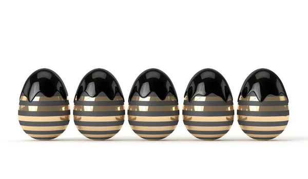 Representación 3d de huevos elegantes de Pascua con pintura negra — Foto de Stock