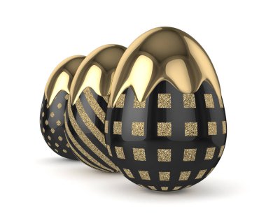 Paskalya glitter ve siyah yumurta 3D render 