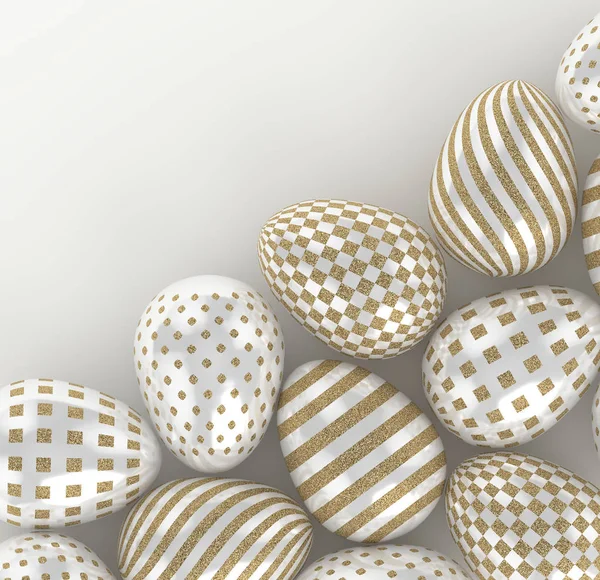 3d renderizado de purpurina de Pascua y huevos de perla — Foto de Stock