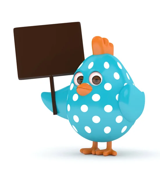 3d renderizado de Pascua chick holding board — Foto de Stock