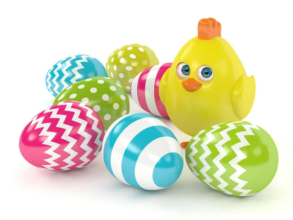 3D καθιστούν Πάσχα γκόμενα με ζωγραφισμένα αυγά — Φωτογραφία Αρχείου
