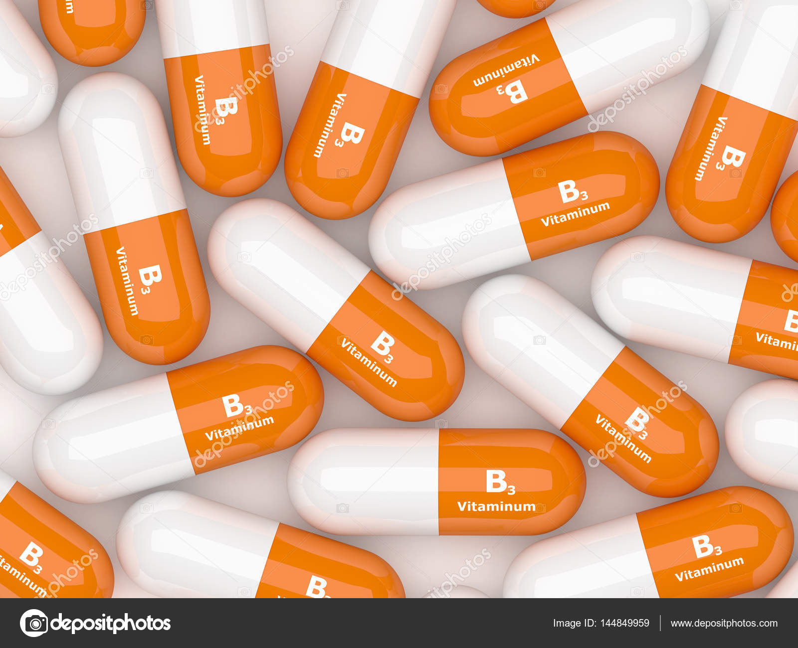 3d render of vitamin B3 pills on white table — Stock Photo © ayo888