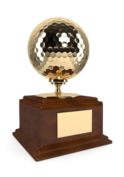 3D render Trophy arany golflabda felett fehér — Stock Fotó