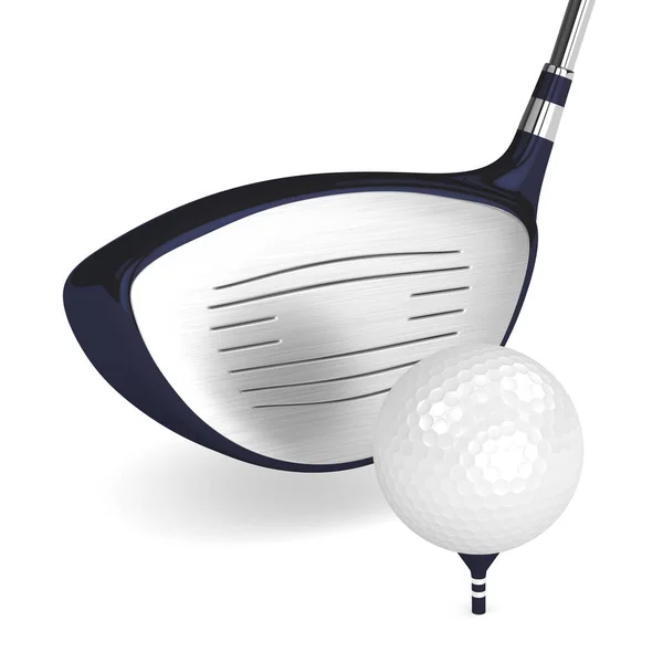 3d renderizado de pelota de golf con club de golf aislado en blanco — Foto de Stock