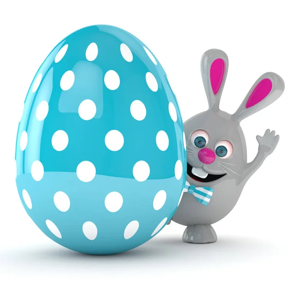 Renderowania 3D Easter Bunny z Easter egg — Zdjęcie stockowe