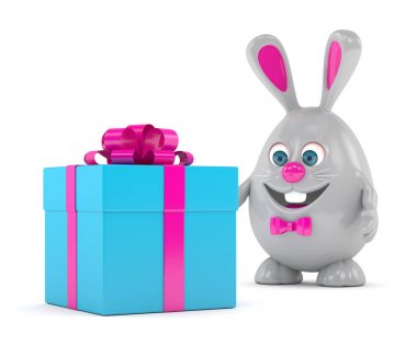 Paskalya tavşanı hediye ile 3D render