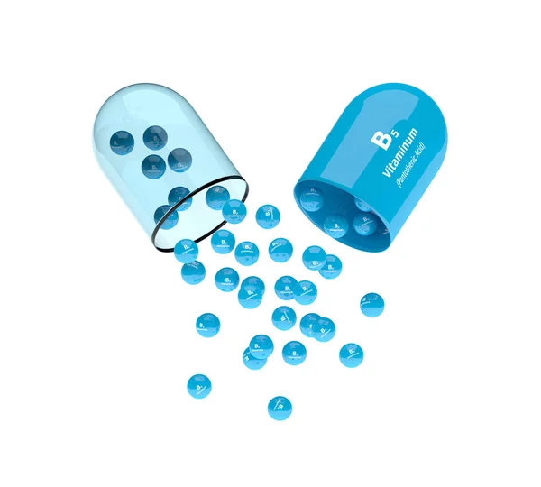 Τρισδιάστατη απεικόνιση του χάπι βιταμίνη Β5 με κόκκους — Φωτογραφία Αρχείου