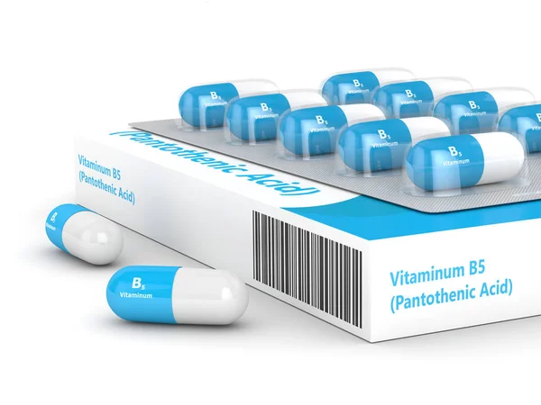 3d rendering of  vitamin B5 pills in blister — Stock Photo, Image