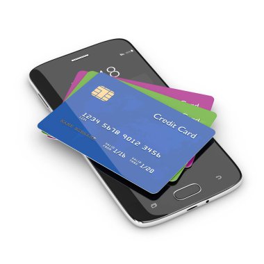 cep telefonunda yalan kredi kartlarının 3D render