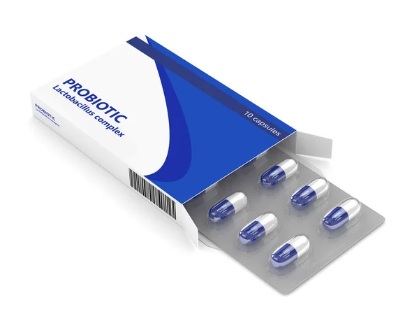 3d render of probiotic pills over white — Stock Photo, Image