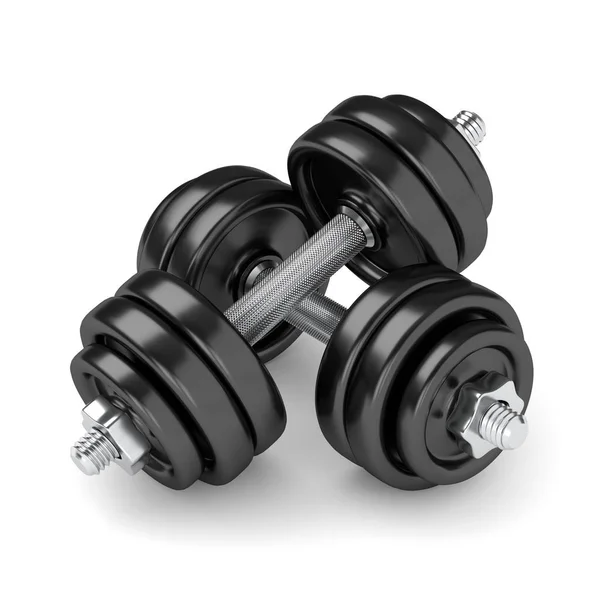 3D render dumbbells over Wit — Stockfoto