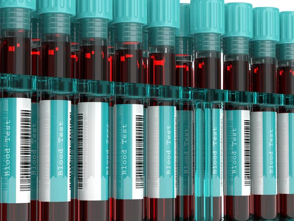 Kan testi tüpler 3D render — Stok fotoğraf