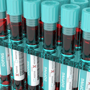 3D rendering of anti doping blood test tubes clipart