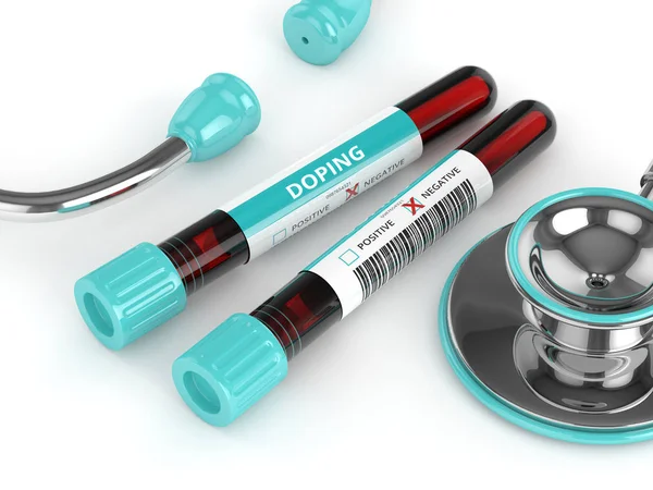 Kan testi tüpler doping karşıtı 3d render — Stok fotoğraf