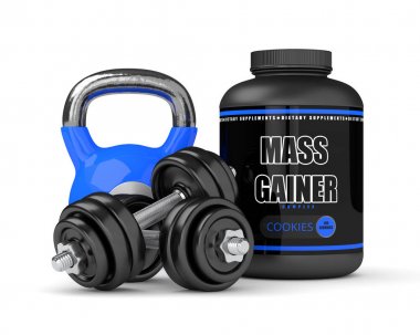 dambıl ve kettlebell kitle gainer 3D render
