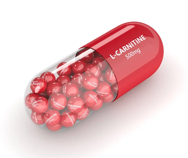 3D render of l-carnitine pill with granules — Stock Photo, Image