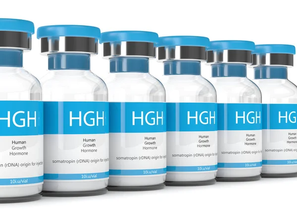 3d renderizado de viales de HGH sobre blanco — Foto de Stock