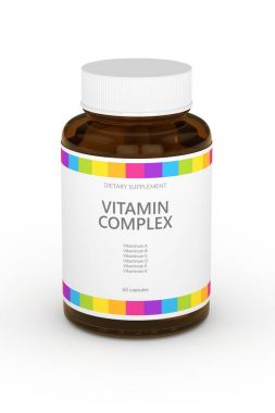 vitamin hapı şişe 3D render