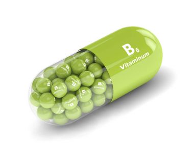 B6 vitamin hapı granülleri ile 3D render