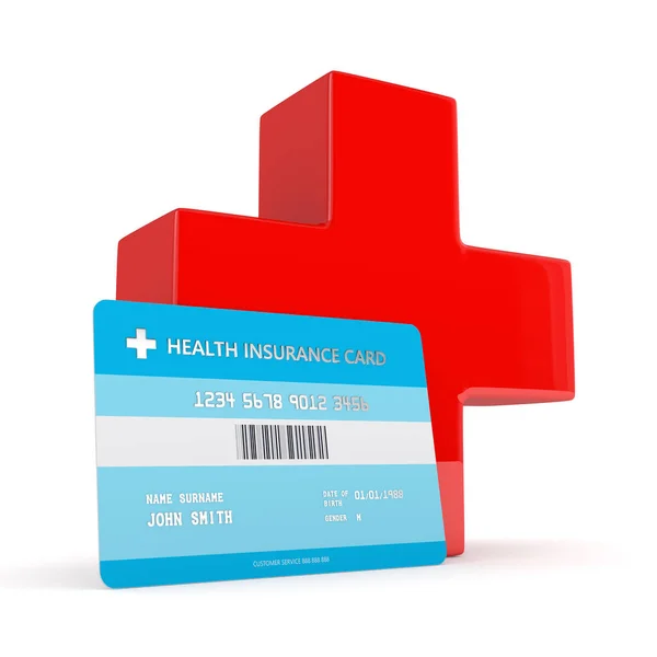 3d render of health insurance card with cross — Stock Photo, Image