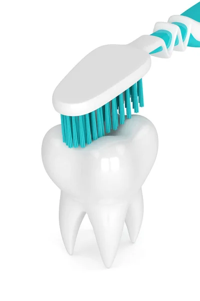 칫 솔을 치아를 청소의 3d 렌더링 — 스톡 사진