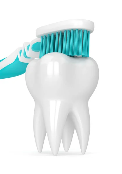 3d render of toothbrush cleaning tooth — Stock Photo, Image