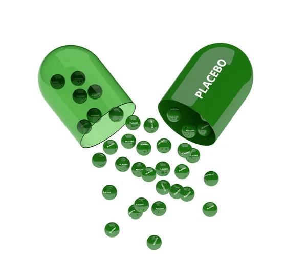 3D καθιστούν χάπι placebo με κόκκους πάνω από λευκό — Φωτογραφία Αρχείου