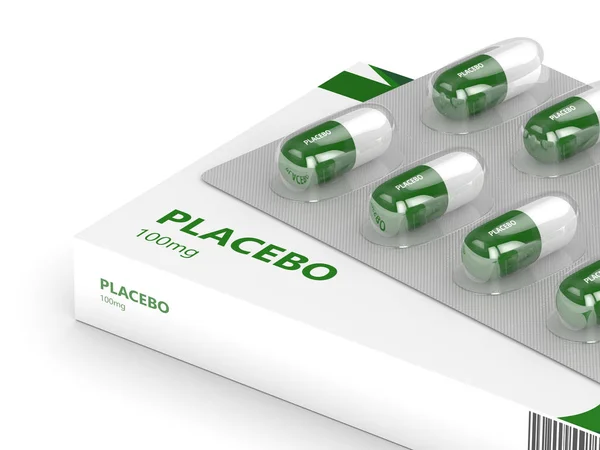 Rendu 3D de pilules placebo sur blanc — Photo