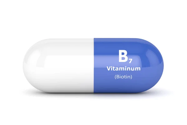 Vitamin B7 hapı 3D render — Stok fotoğraf