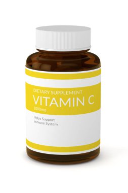 C vitamini hapları şişe 3D render