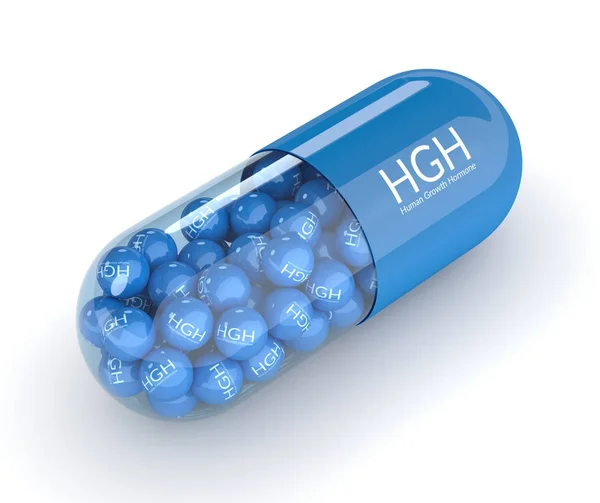 3d render de HGH píldora con gránulos sobre blanco — Foto de Stock