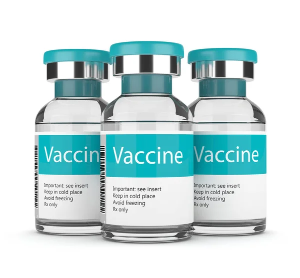 Renderização 3d de frascos de vacina isolados sobre branco — Fotografia de Stock