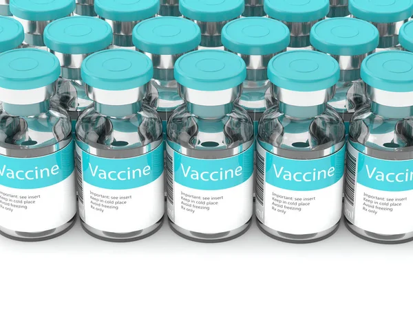 3D-rendering av vaccin injektionsflaskor isolerade över vita — Stockfoto