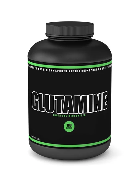 Renderização 3d de frasco de glutamina sobre branco — Fotografia de Stock