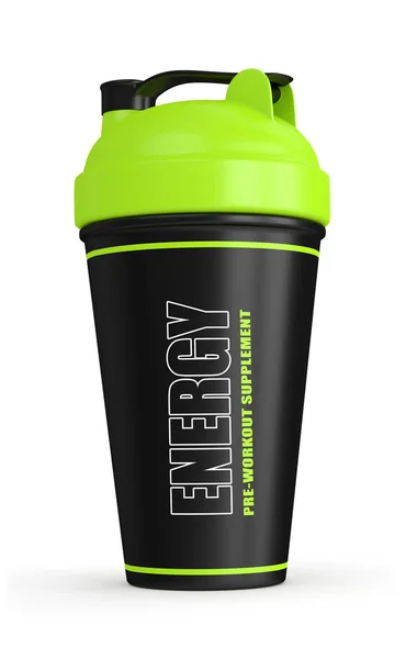 3D-Rendering von Pre-Workout Shaker über Weiß — Stockfoto