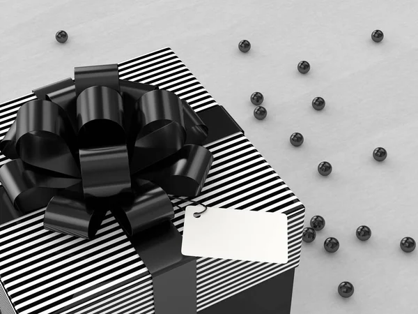3d rendering of  gift box with black ribbon — Stock Photo, Image