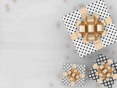 hediye kutuları masa üzerinde 3D render