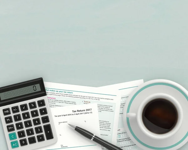 3d renderizado del formulario de impuestos del Reino Unido con calculadora —  Fotos de Stock