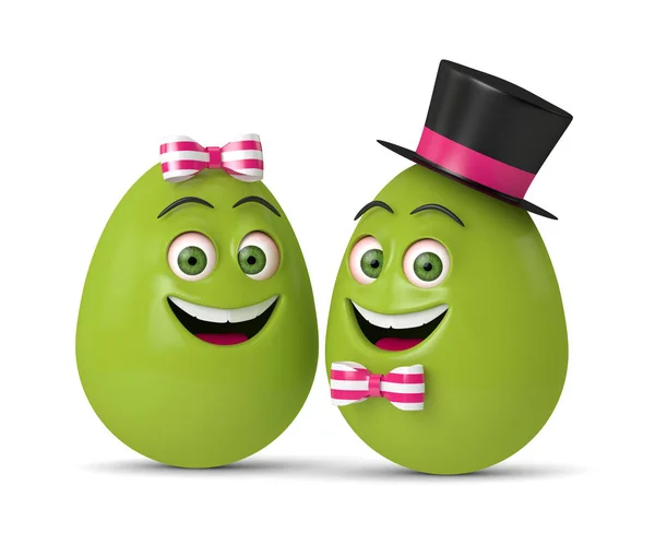 3d renderizado de huevos de dibujos animados de Pascua —  Fotos de Stock